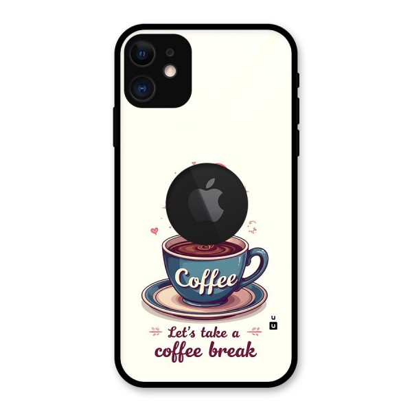 Love Coffee Break Glass Back Case for iPhone 11 Logo Cut