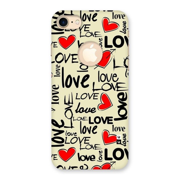 Love Hearts Pattern Back Case for iPhone 7 Logo Cut