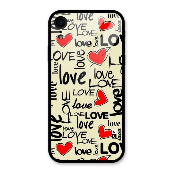 Love Hearts Pattern Glass Back Case for iPhone XR