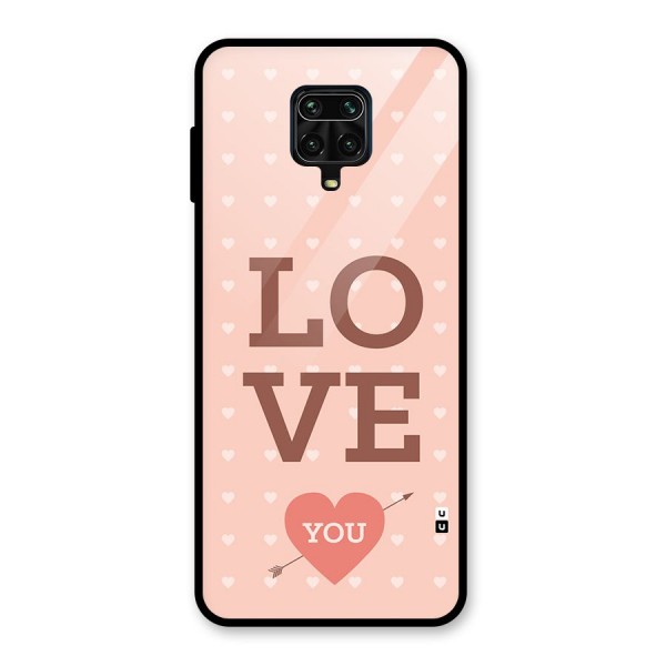 Love You Hearts Glass Back Case for Redmi Note 9 Pro Max