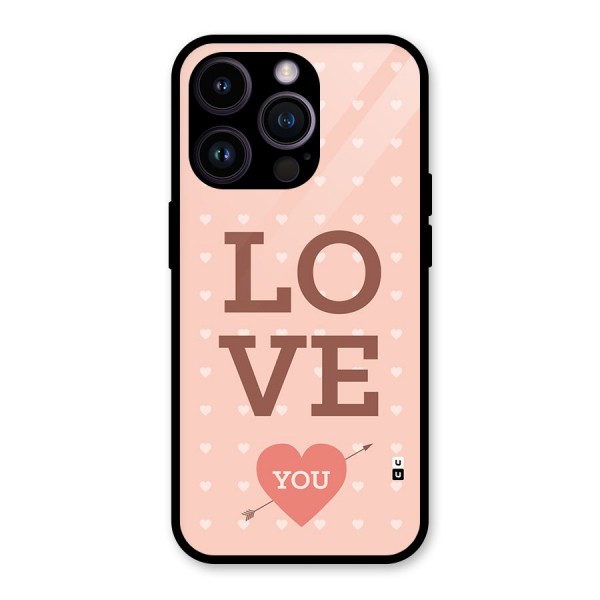 Love You Hearts Glass Back Case for iPhone 14 Pro