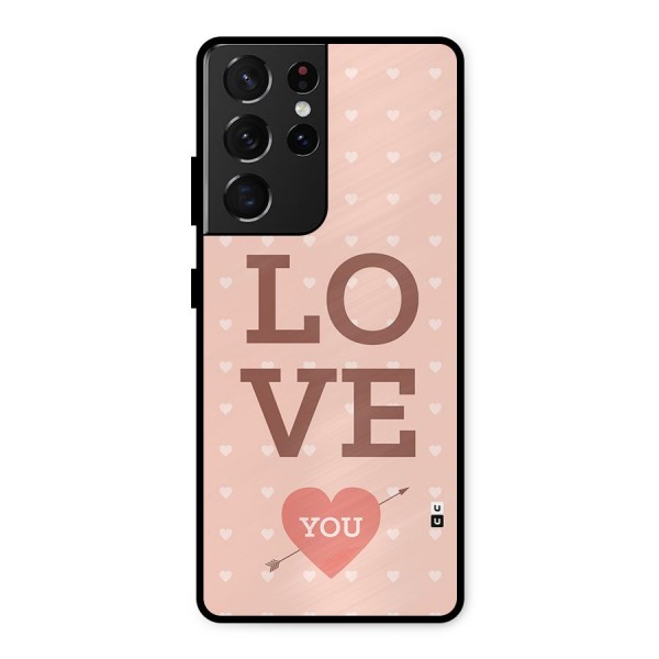 Love You Hearts Metal Back Case for Galaxy S21 Ultra 5G