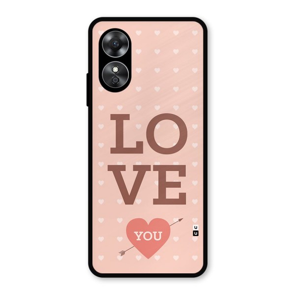 Love You Hearts Metal Back Case for Oppo A17
