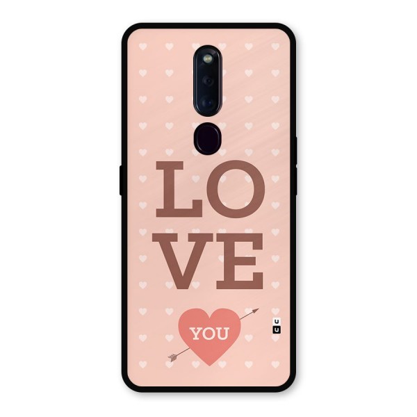 Love You Hearts Metal Back Case for Oppo F11 Pro