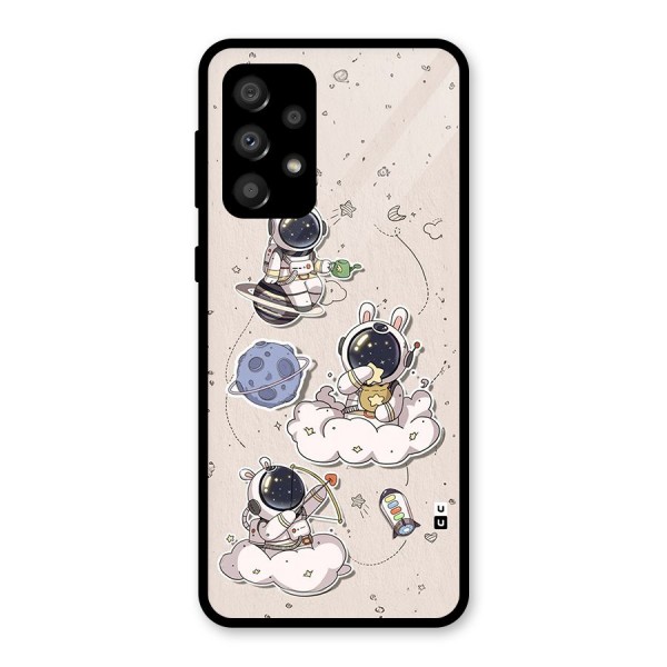 Lovely Astronaut Playing Glass Back Case for Galaxy A32