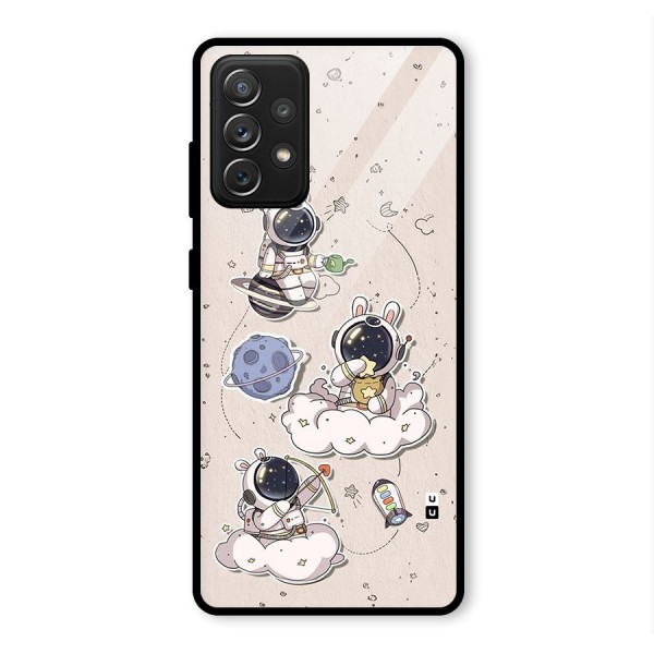 Lovely Astronaut Playing Glass Back Case for Galaxy A72