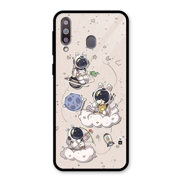 Lovely Astronaut Playing Glass Back Case for Galaxy M30