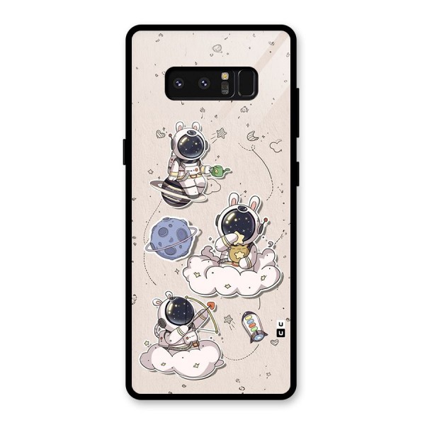 Lovely Astronaut Playing Glass Back Case for Galaxy Note 8