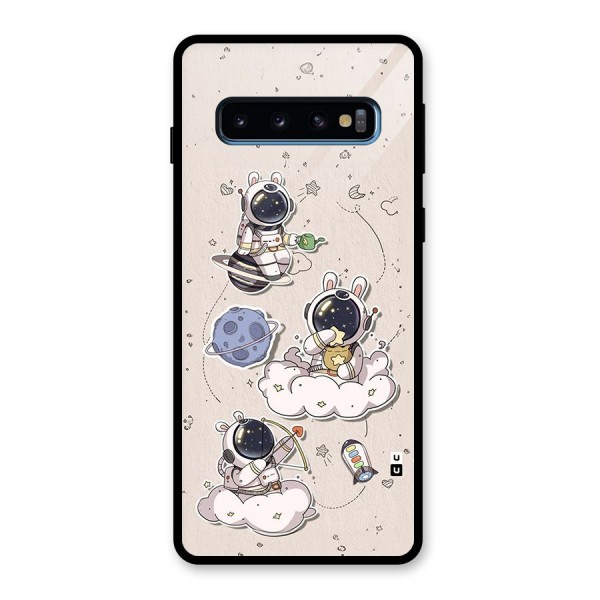 Lovely Astronaut Playing Glass Back Case for Galaxy S10