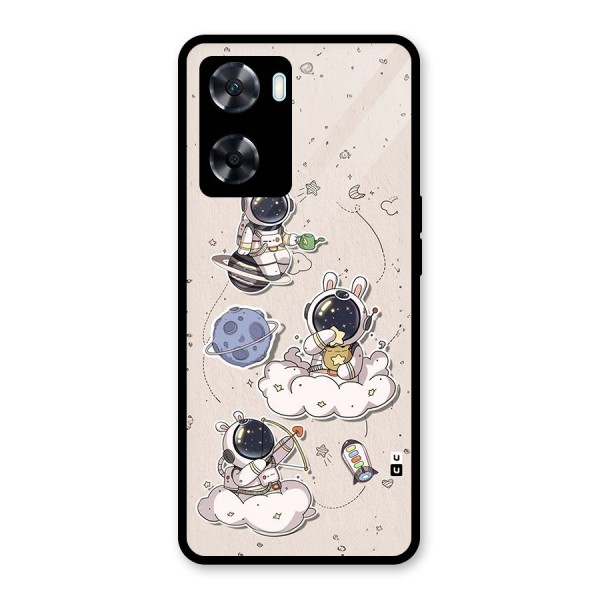 Lovely Astronaut Playing Glass Back Case for Oppo A77