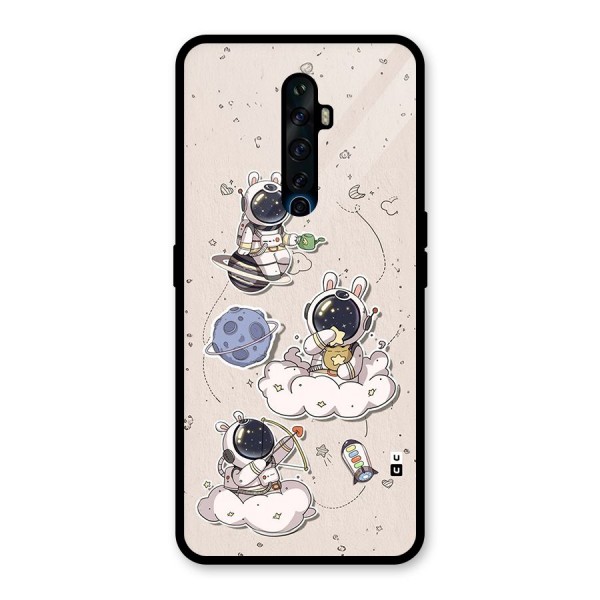 Lovely Astronaut Playing Glass Back Case for Oppo Reno2 F