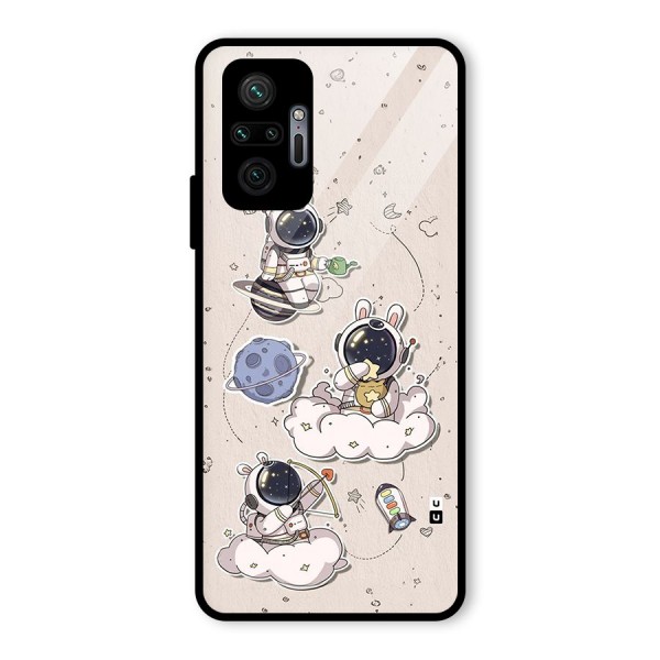 Lovely Astronaut Playing Glass Back Case for Redmi Note 10 Pro Max