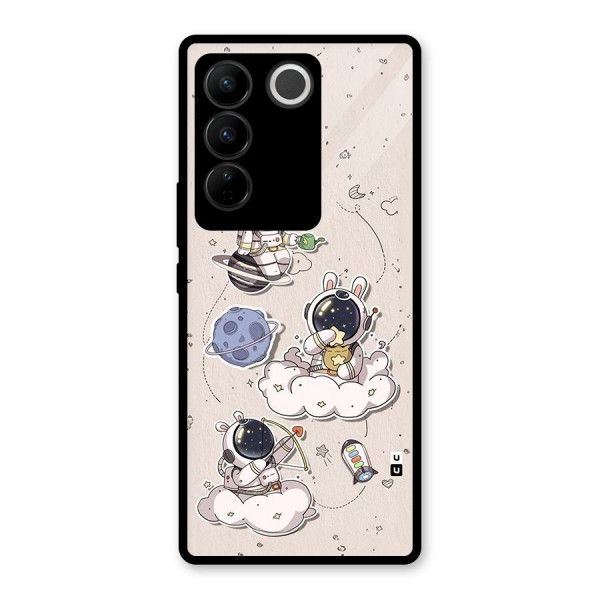 Lovely Astronaut Playing Glass Back Case for Vivo V27