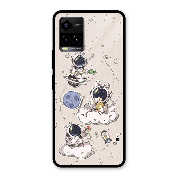 Lovely Astronaut Playing Glass Back Case for Vivo Y21T