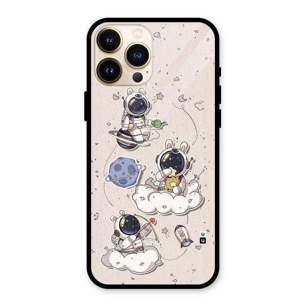 Lovely Astronaut Playing Glass Back Case for iPhone 13 Pro Max