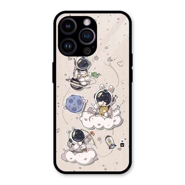 Lovely Astronaut Playing Glass Back Case for iPhone 14 Pro Max