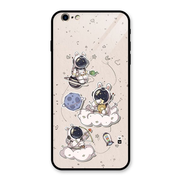 Lovely Astronaut Playing Glass Back Case for iPhone 6 Plus 6S Plus