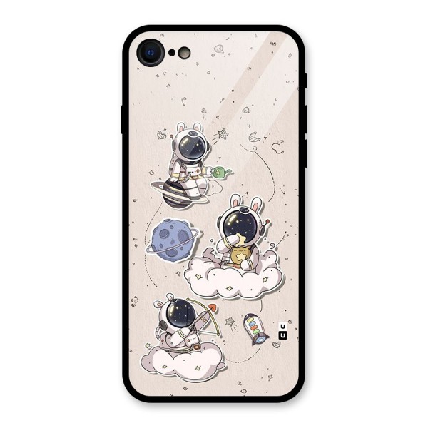 Lovely Astronaut Playing Glass Back Case for iPhone 8