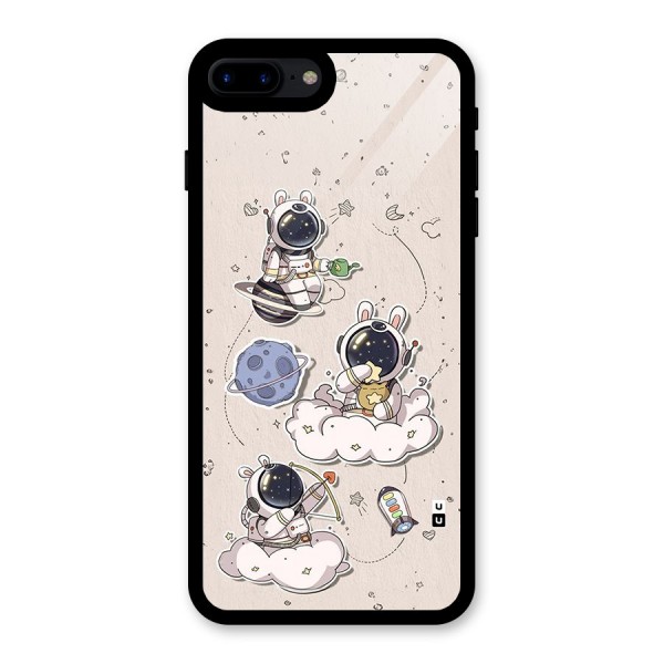 Lovely Astronaut Playing Glass Back Case for iPhone 8 Plus