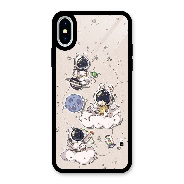 Lovely Astronaut Playing Glass Back Case for iPhone X