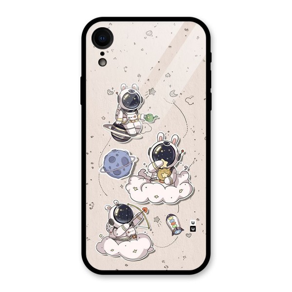 Lovely Astronaut Playing Glass Back Case for iPhone XR