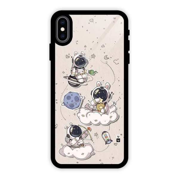Lovely Astronaut Playing Glass Back Case for iPhone XS Max