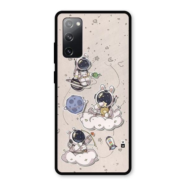 Lovely Astronaut Playing Metal Back Case for Galaxy S20 FE 5G