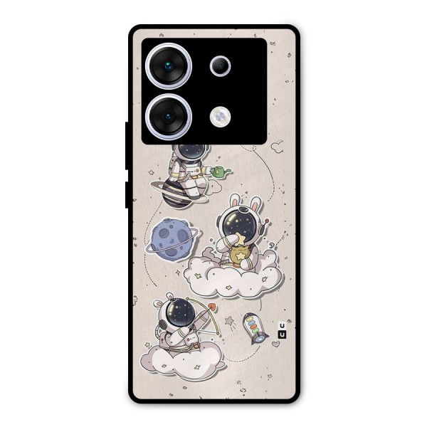 Lovely Astronaut Playing Metal Back Case for Infinix Zero 30 5G