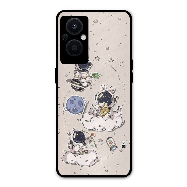Lovely Astronaut Playing Metal Back Case for Oppo F21s Pro 5G