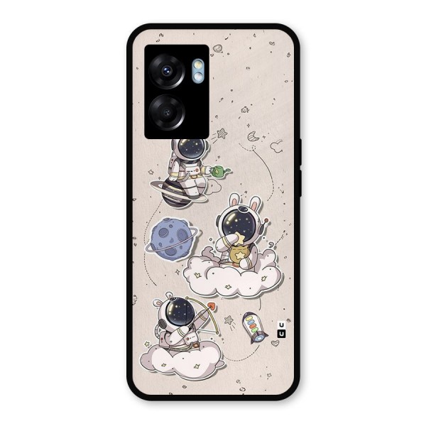 Lovely Astronaut Playing Metal Back Case for Oppo K10 (5G)