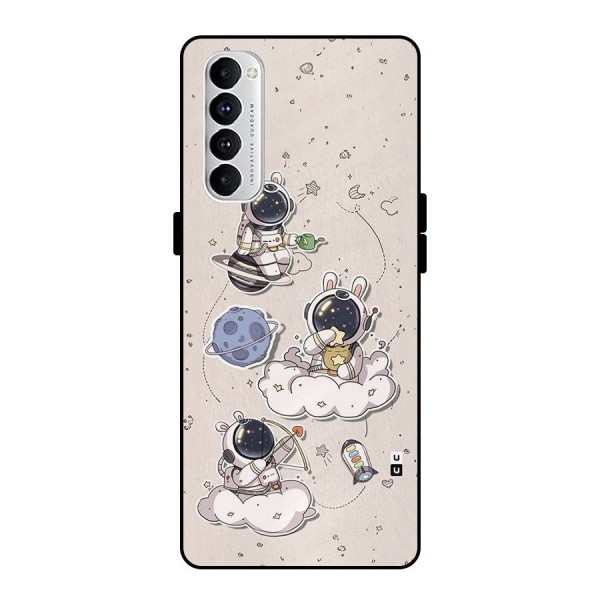 Lovely Astronaut Playing Metal Back Case for Oppo Reno4 Pro