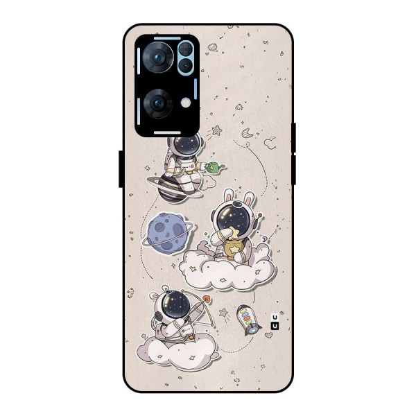 Lovely Astronaut Playing Metal Back Case for Oppo Reno7 Pro 5G