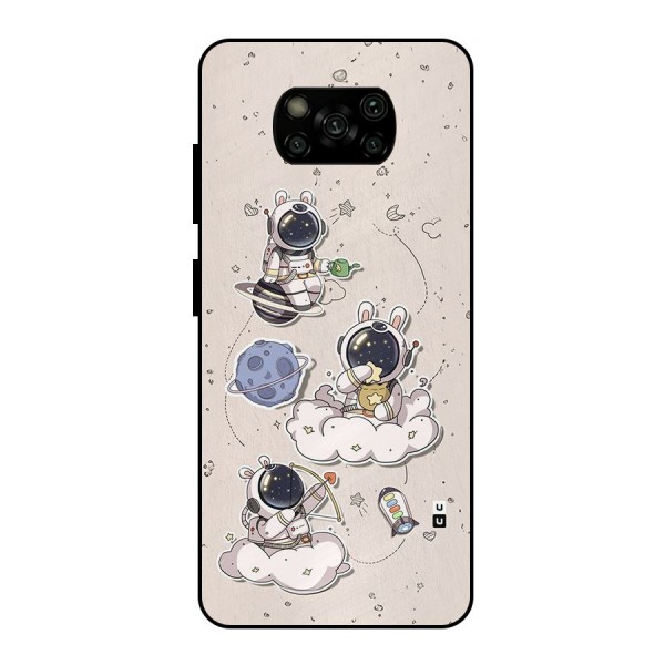 Lovely Astronaut Playing Metal Back Case for Poco X3