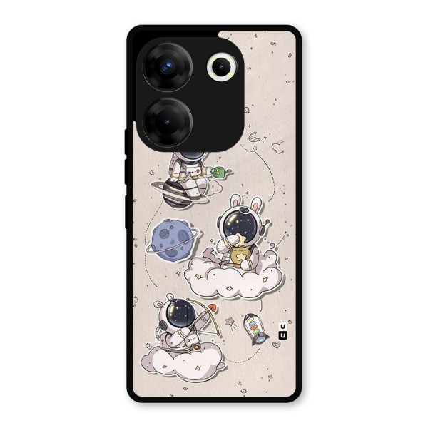 Lovely Astronaut Playing Metal Back Case for Tecno Camon 20