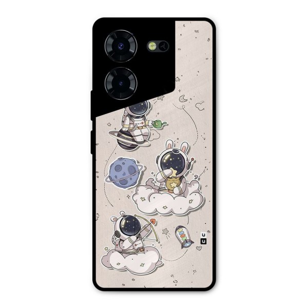 Lovely Astronaut Playing Metal Back Case for Tecno Pova 5 Pro 5G