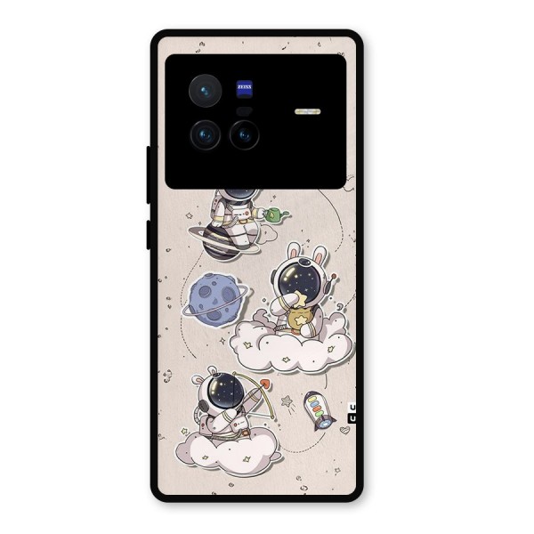 Lovely Astronaut Playing Metal Back Case for Vivo X80