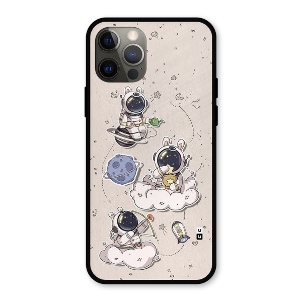 Lovely Astronaut Playing Metal Back Case for iPhone 12 Pro