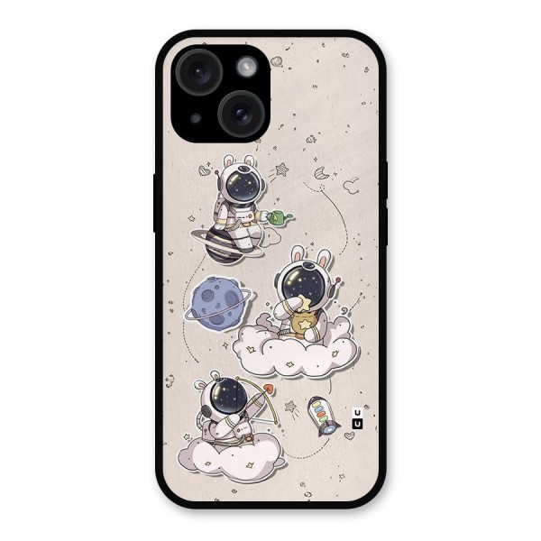 Lovely Astronaut Playing Metal Back Case for iPhone 15