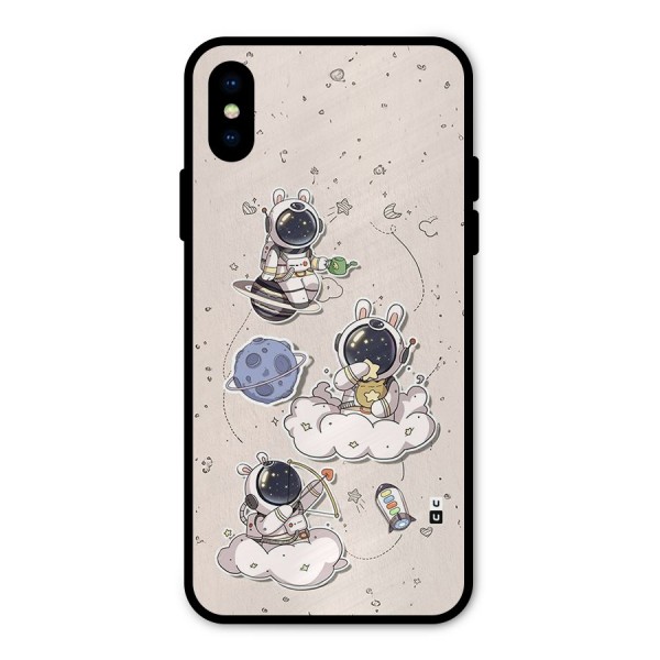 Lovely Astronaut Playing Metal Back Case for iPhone X