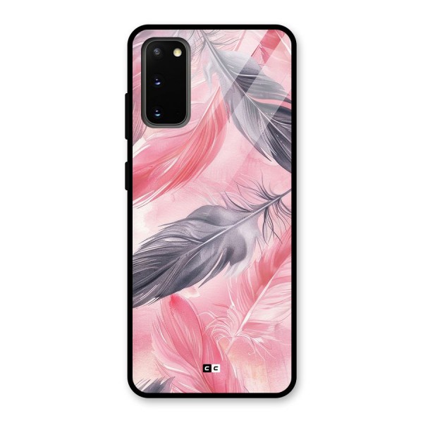 Lovely Feather Glass Back Case for Galaxy S20