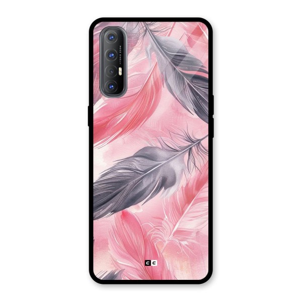 Lovely Feather Glass Back Case for Oppo Reno3 Pro