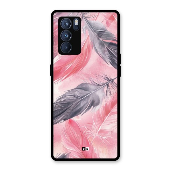 Lovely Feather Glass Back Case for Oppo Reno6 Pro 5G
