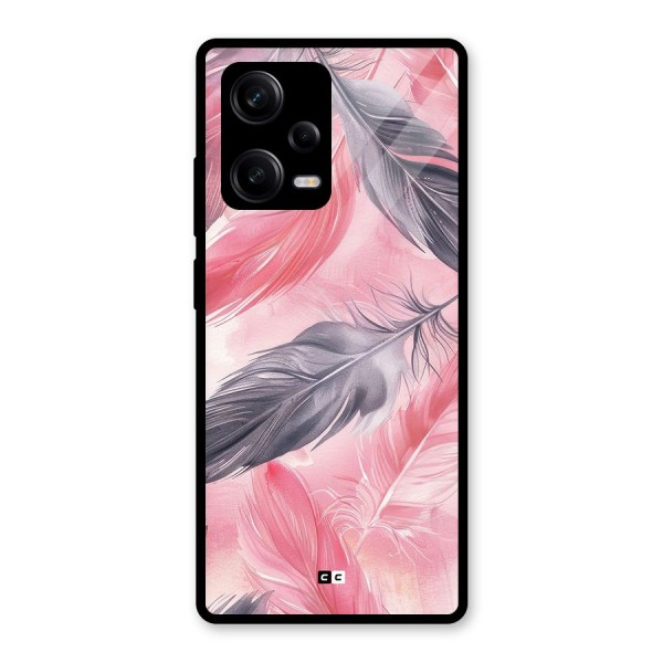 Lovely Feather Glass Back Case for Redmi Note 12 Pro