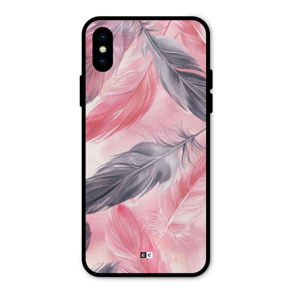 Lovely Feather Metal Back Case for iPhone XS