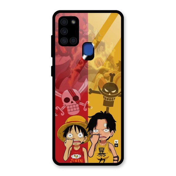 Luffy And Ace Glass Back Case for Galaxy A21s