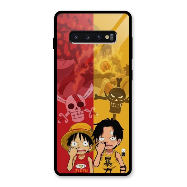 Luffy And Ace Glass Back Case for Galaxy S10 Plus