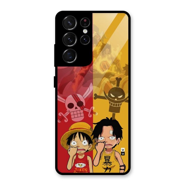 Luffy And Ace Glass Back Case for Galaxy S21 Ultra 5G