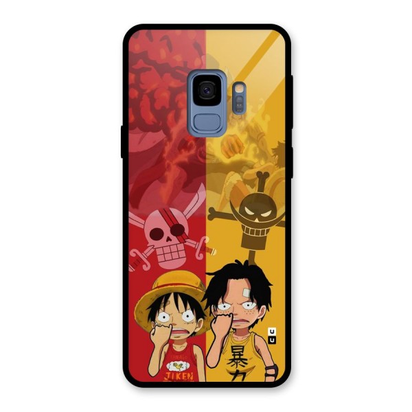 Luffy And Ace Glass Back Case for Galaxy S9