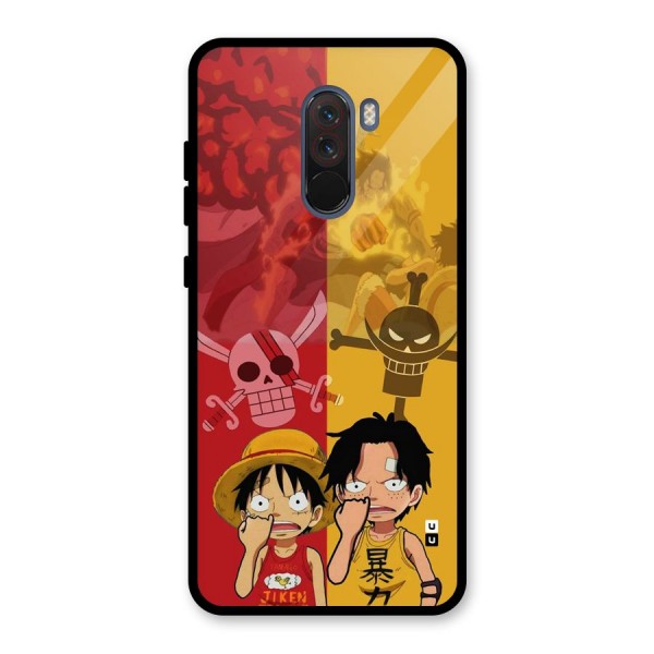Luffy And Ace Glass Back Case for Poco F1