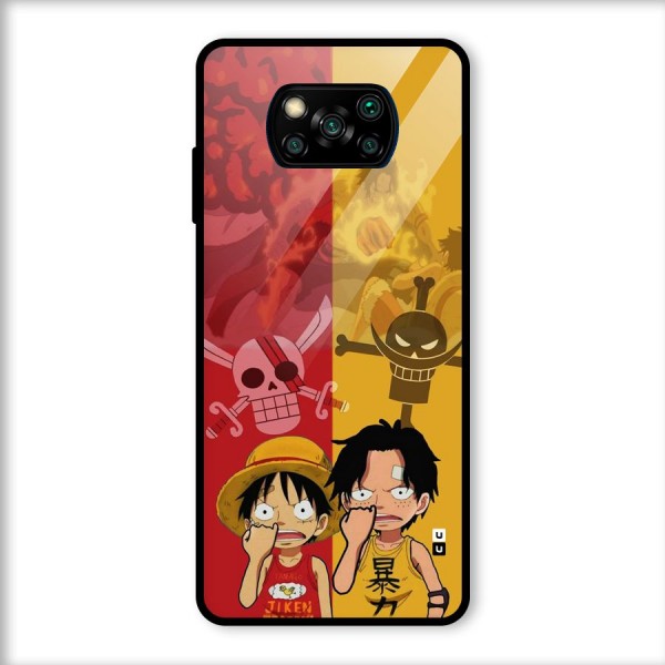 Luffy And Ace Glass Back Case for Poco X3